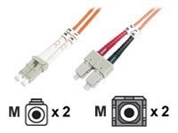 DIGITUS LWL Patchkabel LC/SC 50/125µm 1m Multimode Duplex Halogenfrei bis 1Gbit mit Messprotokoll