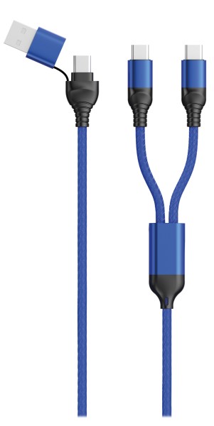 2GO USB / Type C Ladekabel DUO Type C blau 120cm