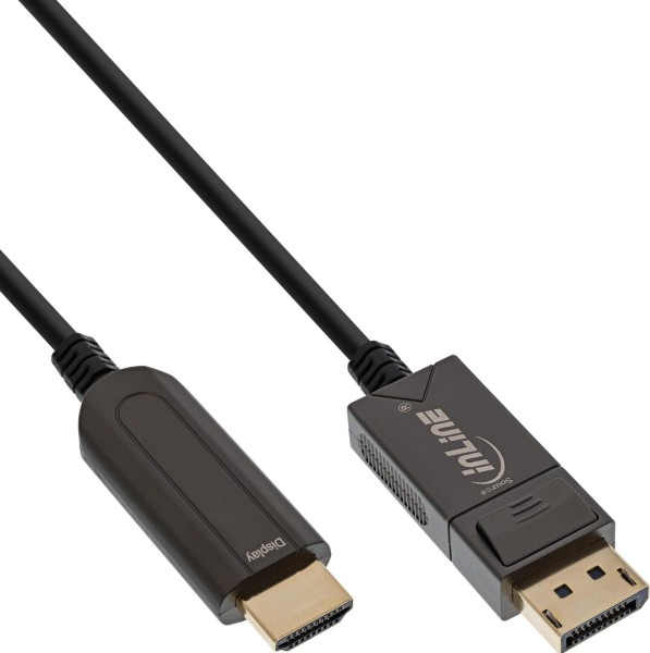 INTOS ELECTRONIC InLine DisplayPort zu HDMI AOC Konverter Kabel, 4K/60Hz, schwarz