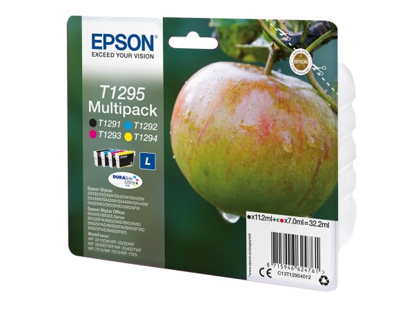 EPSON T1295 Multipack 4er Pack L Größe Schwarz, Gelb, Cyan, Magenta Tintenpatrone