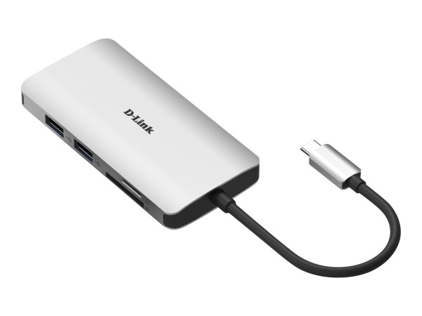 D-LINK USB-C 8-Port USB 3.0 Hub mit HDMI und Ethernet und SD & microSD Card Reader und USB-C Ladeans