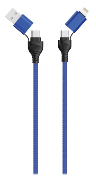 2GO USB / Type C Datenkabel 4in1 blau 120cm