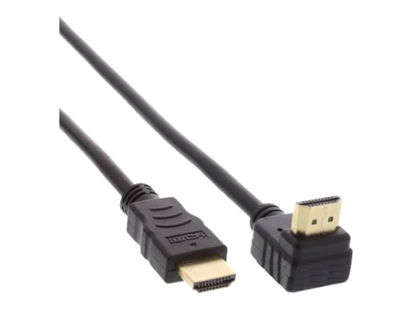 INLINE ® HDMI Kabel, gewinkelt, High Speed HDMI Cable with Ethernet, Stecker / Stecker, verg. Kont