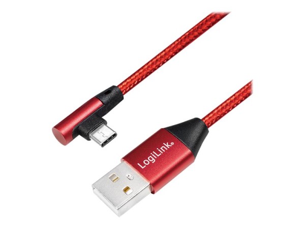 LOGILINK USB-Stecker USB 2.0 zu USB-C (90° gewinkelt) 0,3m