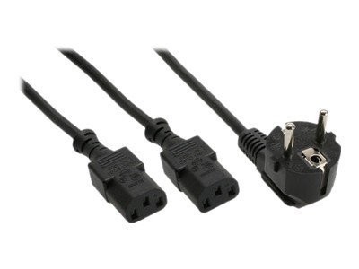 INLINE Netz-Y-Kabel 1x Schukostecker auf 2x Kaltgeraetestecker 1,8m