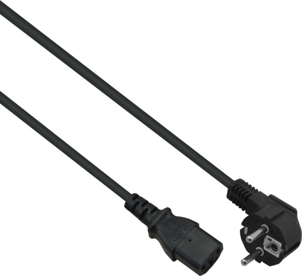 HERWECK Helos Netzanschlusskabel Schutzkontaktstecker 90° auf C13 schwarz 0.5m (310981)