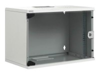 DIGITUS Flat-Pack 12HE Wandgehäuse, 595x540x400, Glastür, Grau