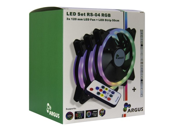 INTER-TECH Argus RS04 - RGB-Set 5V-RGB-Luefter, 50cm lange RGB-LED-Stripe LED addressierbar