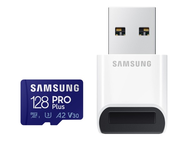 SAMSUNG PRO Plus 128GB microSDXC UHS-I U3 160MB/s Full HD & 4K UHD Speicherkarte inkl. Kartenleser