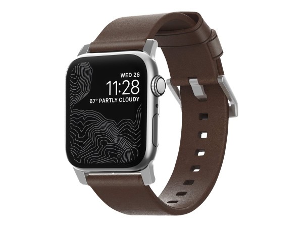 NOMAD GOODS Strap Modern Leather Brown Connector Silver 38/40 mm