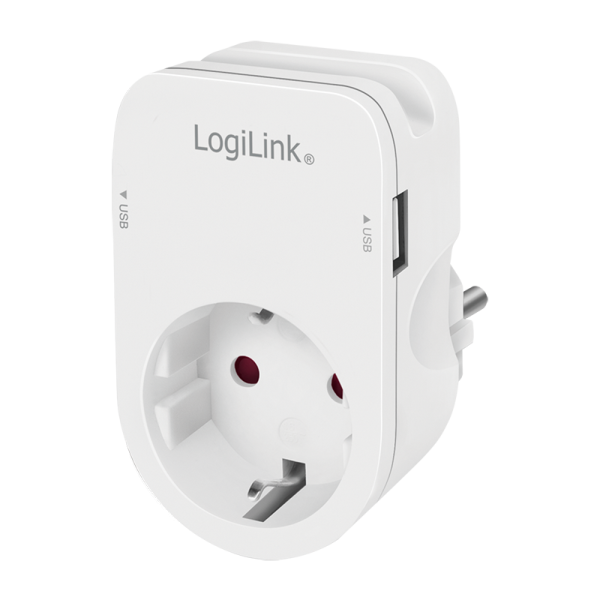 LOGILINK Adapterstecker mit Smartphone-Ablagefläche, weiß - für den Markt: D / NL / A / L - 1 Stück