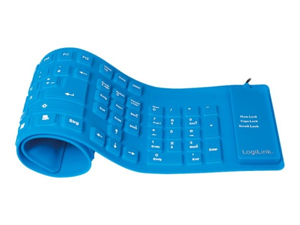 LOGILINK Tastatur Flexibel Wasserfest USB + PS/2 blau