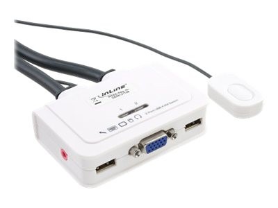 INLINE ® KVM Switch, 2-fach, VGA, USB, mit Audio, integr. Kabel