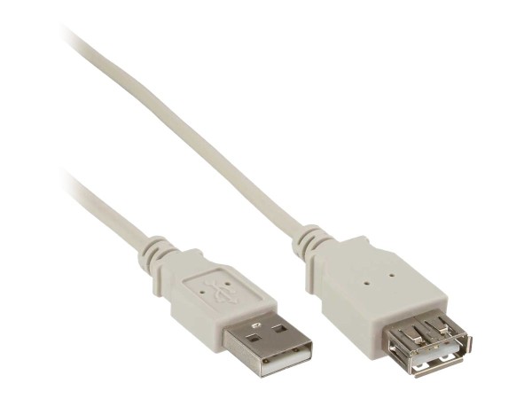INLINE USB 2.0 Verlängerung, Stecker / Buchse, Typ A, beige/grau, 0,5m