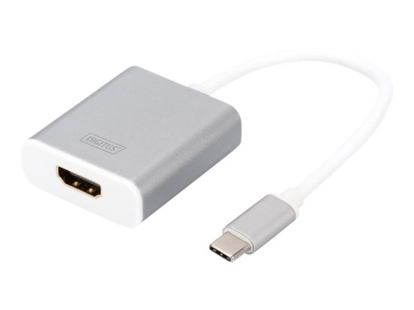 DIGITUS Grafik Adapter USB3.0 Typ C 4K HDMI Aluminium Gehäuse 20cm Kabel Chipset CSL-C-001 weiss