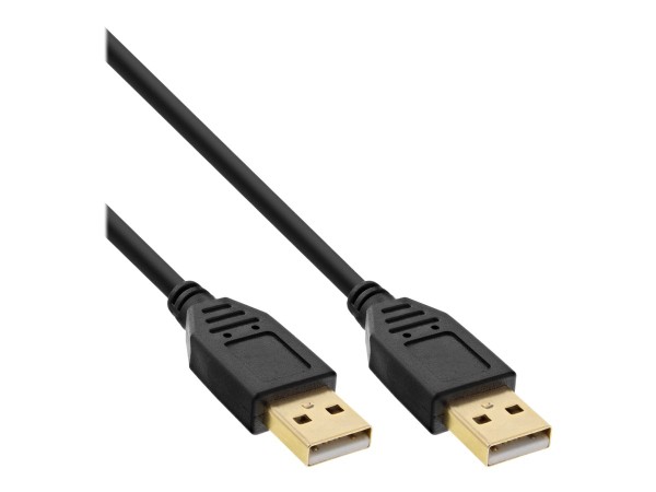 INLINE ® USB 2.0 Kabel, A an A, schwarz, Kontakte gold, 1m