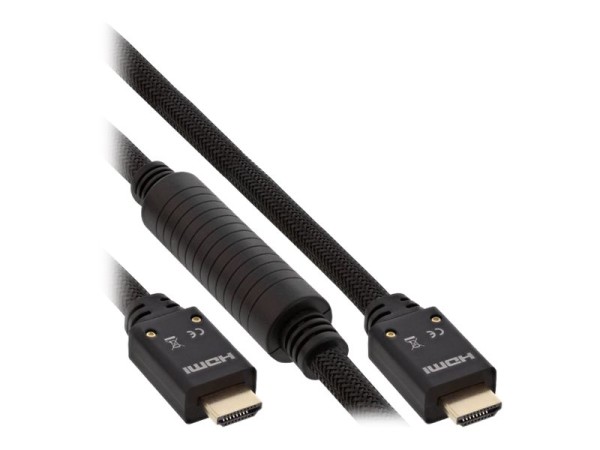 INLINE HDMI Aktiv-Kabel Stecker Schwarz/Gold - 20m