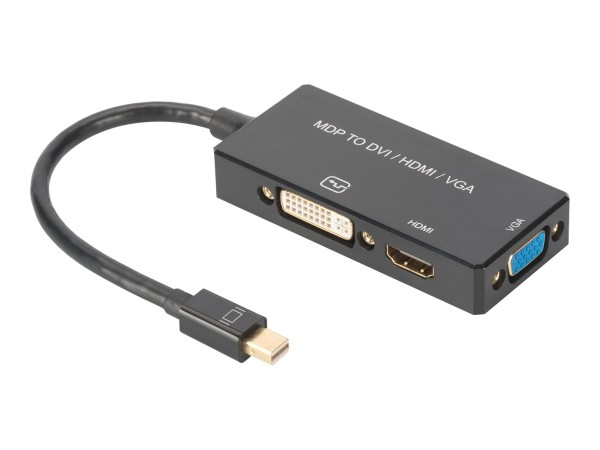 DIGITUS ASSMANN DisplayPort Konverterkabel mDP - HDMI+DVI+VGA St-Bu/Bu/Bu 0,2m 3in1 Multi-Media Kabe