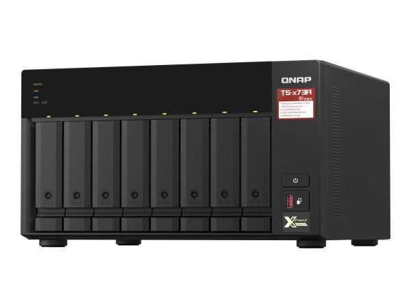 QNAP 8-bay NAS AMD Ryzen Embedded V1500B 2.2GHz 8GB 8xSATA 6Gb/s bays 2xM.2 NVMe PCIe Gen3 SSD slots