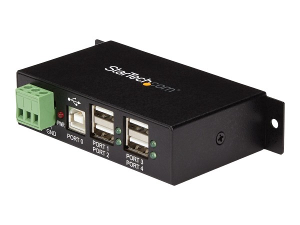 STARTECH.COM Industrieller 4 Port USB 2.0 Hub - Montierbarer USB Metall Hub in Schwarz - 4x USB-A (B