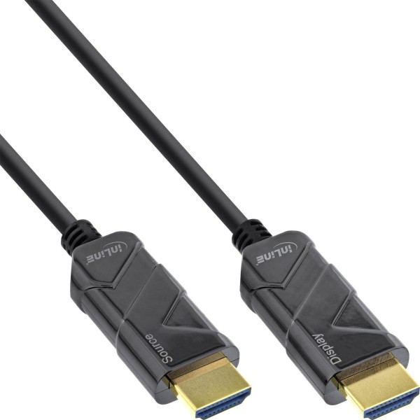 INTOS ELECTRONIC InLine® HDMI AOC Kabel, Ultra High Speed HDMI Kabel, 8K4K, schwarz, 100m (17999I)
