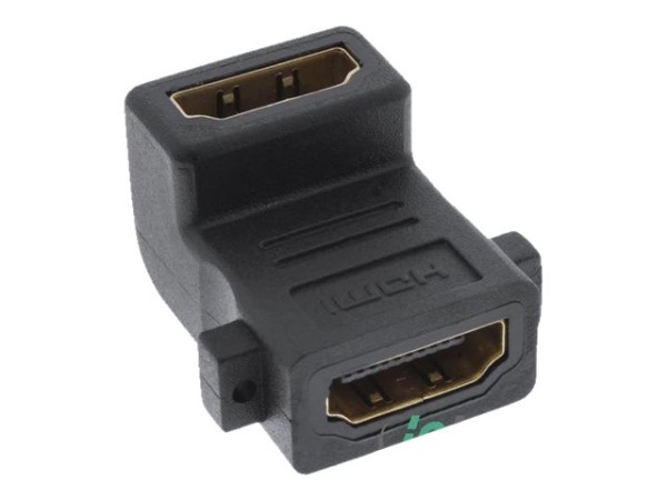 InLine HDMI Adapter zum Einbau mit Gewinde, HDMI A Buchse/Buchse, gewinkelt, vergoldete Kontakte