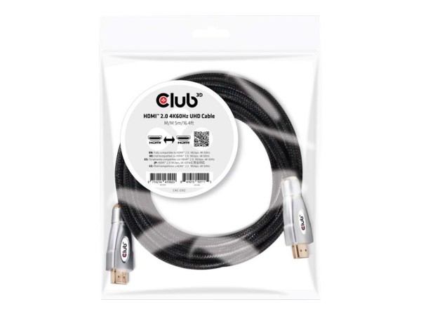 CLUB3D HDMI-Kabel A -> A 2.0 High Speed 4K60Hz UHD 5 Meter Polybeutel