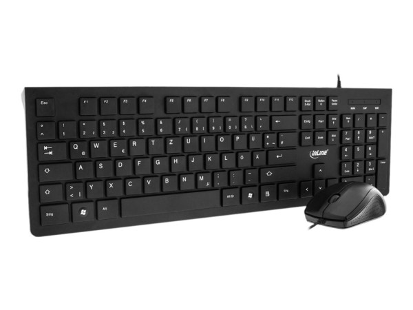 INLINE Basic Desktop, Tastatur-Maus Set, USB-Kabel, Standard DE Layout, optisch 1200dpi, schwarz