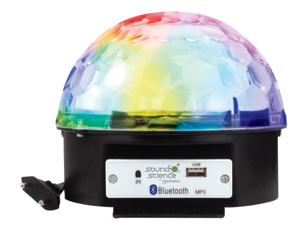 IC INTRACOM MANHATTAN Bluetooth-Lautsprecher mit Discokugel LEDs mit farbigen Lichteffekten USB-A-Po
