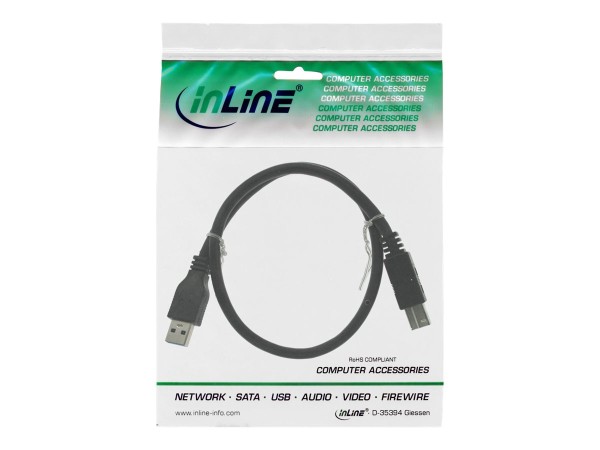 INLINE - USB-Kabel - USB Type B (M) bis USB Typ A (M) - USB3.0 - 30cm - Schwarz (35303)