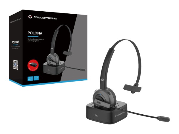 CONCEPTRONIC Headset Wireless Bluetooth mit Ladestation sw