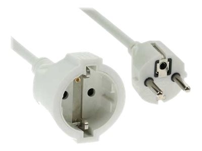 INLINE ® Schuko-Verlängerung St/Bu, weiß, 3m, mit Kindersicherung