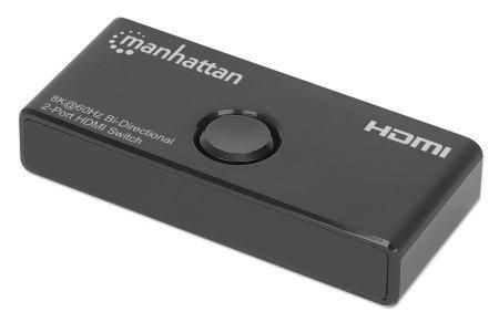 MANHATTAN 8K60Hz Bidirektionaler 2-Port HDMI-Switch zwei Eingänge auf einen Ausgang 2x1 oder zwei Au