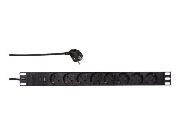 LOGILINK Steckdosenleiste 8-fach CEE7/3+2 USB, mit Ü-Schutz