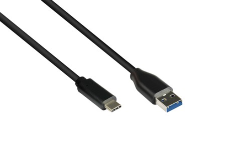 GOOD CONNECTIONS Anschlusskabel USB 3.0, USB-C Stecker an USB 3.0 A Stecker, CU, schwarz, 5m