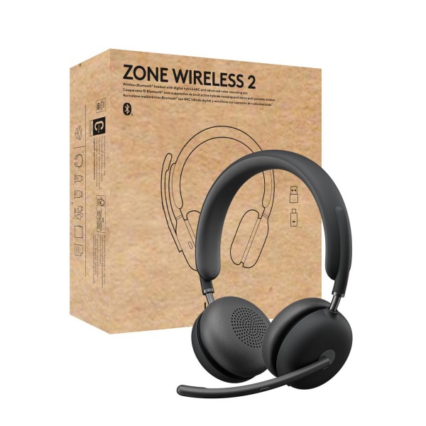 LOGITECH HEADSET - Zone Wireless 2 UC - GRAPHITE TEAMS - 2.4GHZ/BT - EMEA-914 - A00174 A00172 NO STA