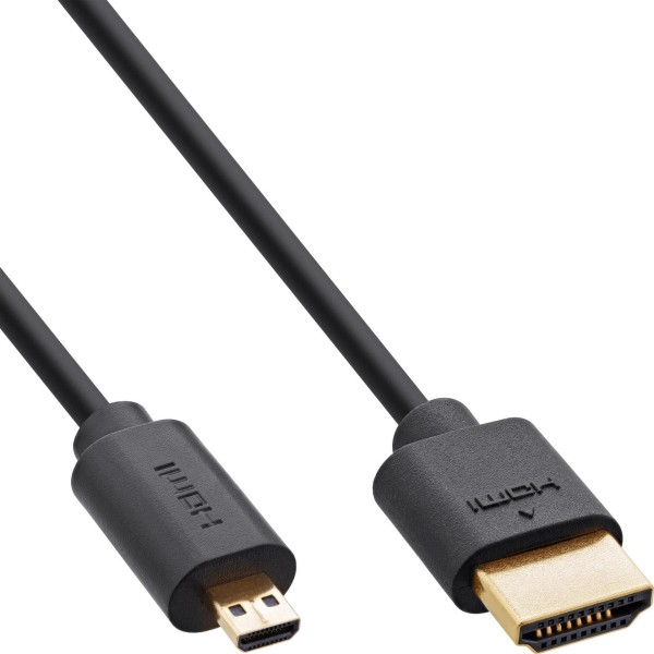 INTOS ELECTRONIC InLine - Ultra High Speed - HDMI-Kabel mit Ethernet - HDMI männlich zu mikro HDMI m