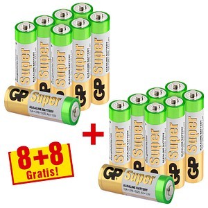 GP BATTERIES GP 8+8 AA PROMO - Alkaline Batterie Mignon 8+8-Pack - Batterie - Mignon (AA) (03015ADHB