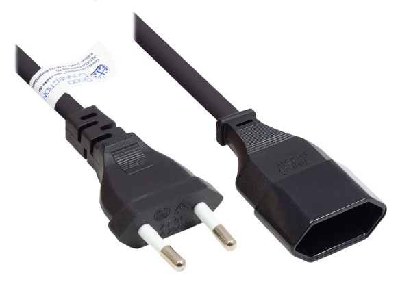 GOOD CONNECTIONS Euro-Verlängerung Euro-Stecker Typ C (gerade) an Euro-Buchse (gerade), schwarz