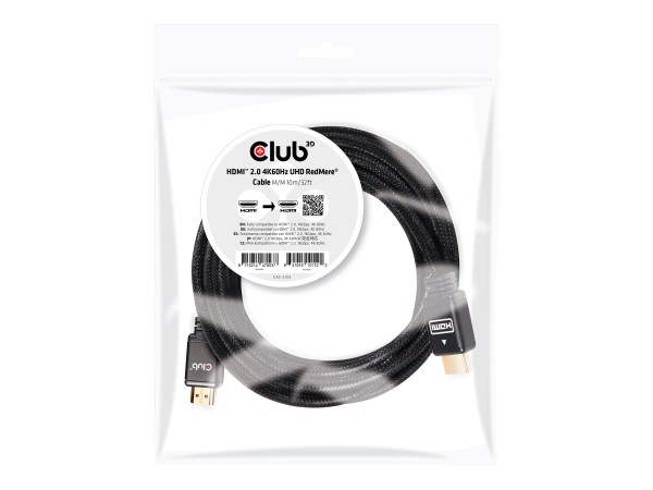 CLUB3D HDMI-Kabel A -> A 2.0 RedMere 4K60Hz UHD 10 Meter Polybeutel