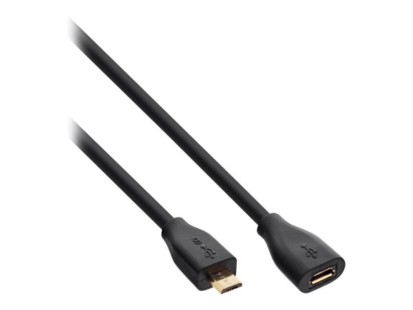 InLine Micro-USB Verlängerung, USB 2.0 Micro-B Stecker auf Buchse, schwarz, vergoldete Kontakte, 5m