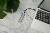 DIGITUS 4-Port-USB-Hub 4xC         silber Gen1 15cm Kabel