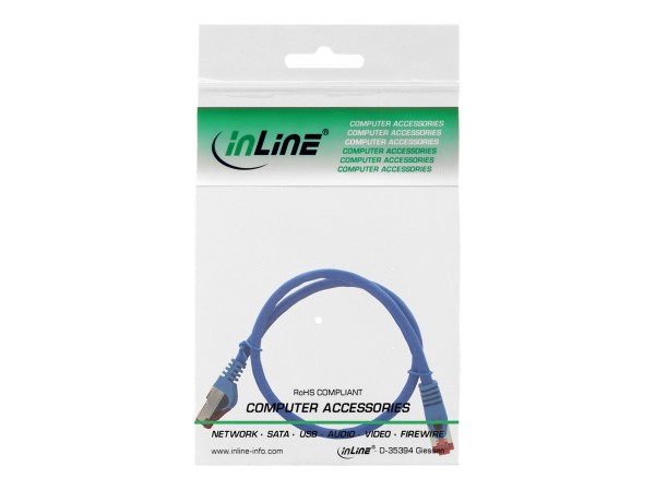 INLINE Patchkabel, S/FTP (PiMf), Cat.6, halogenfrei, blau, 0,5m