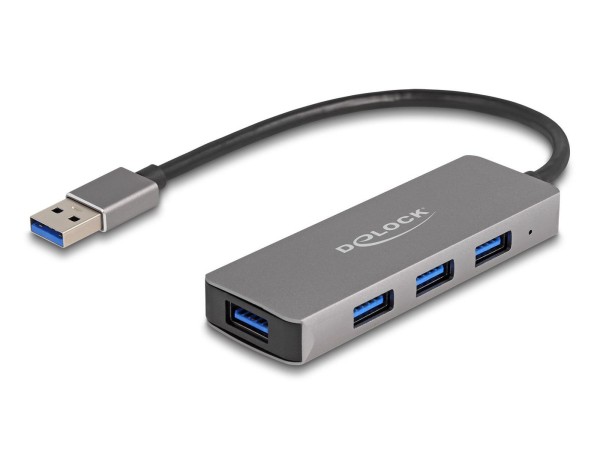 DELOCK 4 Port USB 3.2 Gen 1 Hub mit USB Typ-A Anschluss USB Typ-A Buchsen seitlich