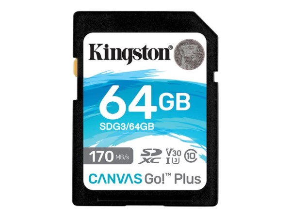 KINGSTON 64GB SDXC Canvas Go Plus 170R C10 UHS-I U3 V30