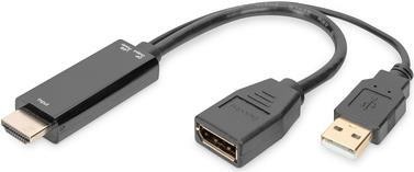 DIGITUS 4K HDMI Adapter - HDMI auf DisplayPort 0,2m schwarz