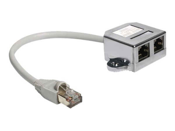 Netzwerk Adapter Delock RJ45 1xSt/2xBu 2x Ethernet 0,15m