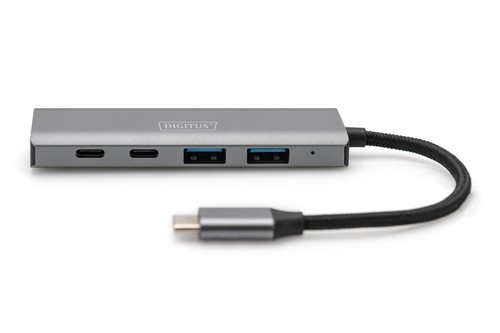 DIGITUS 4-Port-USB-Hub 2xA 2xC silber Gen2 15cm Kabel