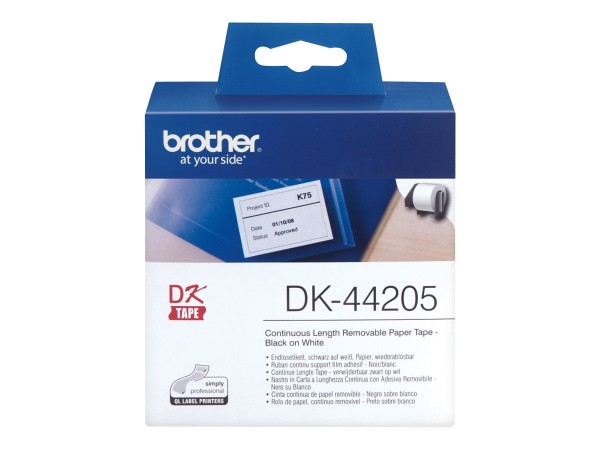 BROTHER Endlosseitenetiketten DK44205 Papier weiß 62mm x 30,48m