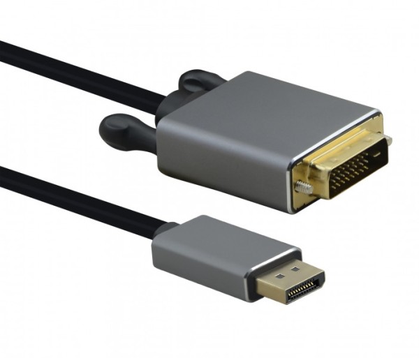 HERWECK Helos Anschlusskabel, DisplayPort Stecker/DVI Stecker, PREMIUM, 1,0m, schwarz DP 1.1 Stecke